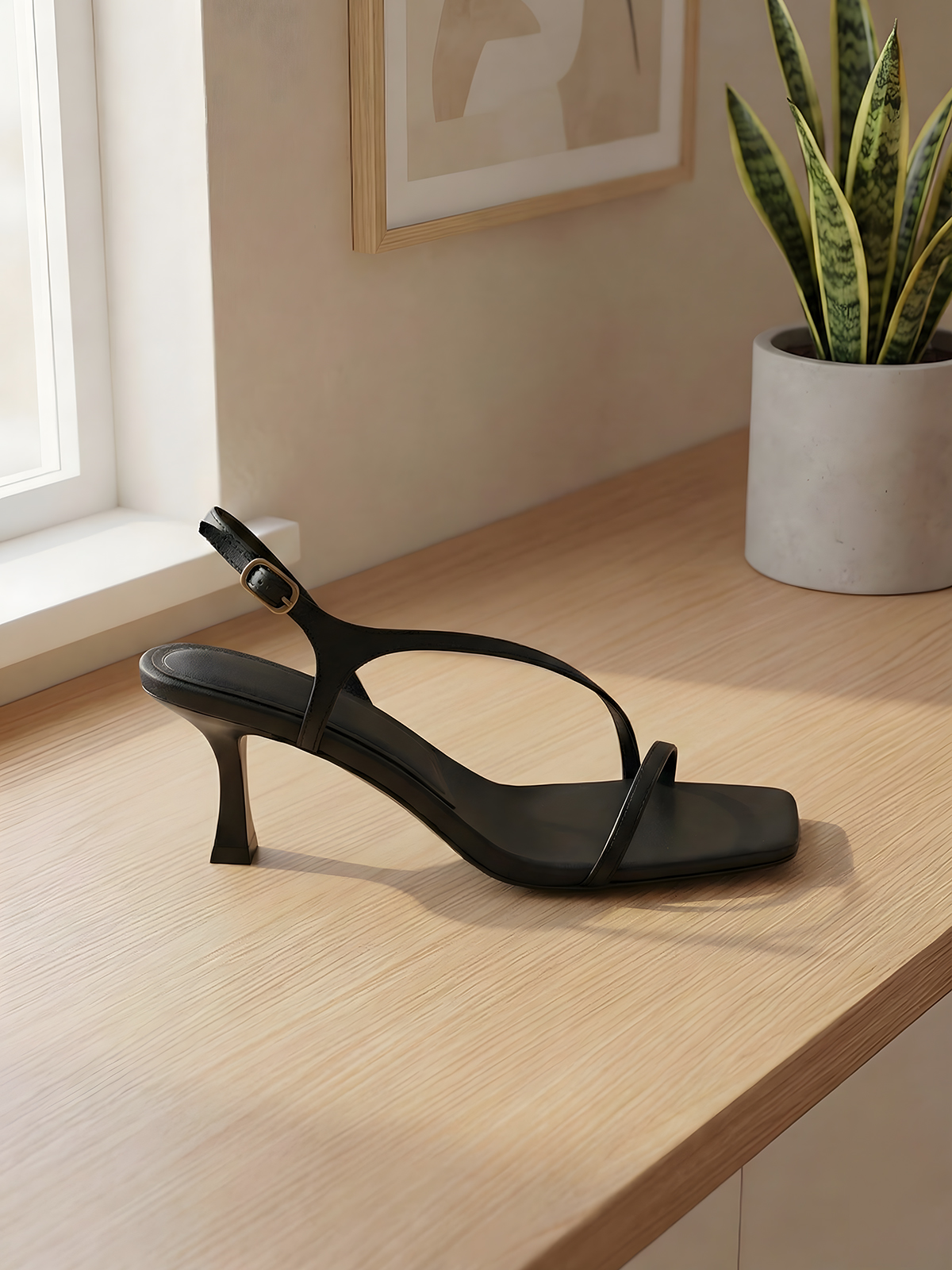 Women'S Shoes Kitten Heels - Elegant Genuine Leather Strappy 5cm Sandals