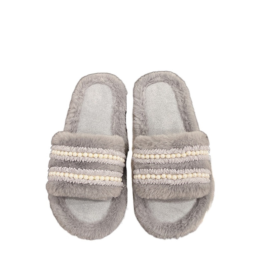 Cute Thick Sole Pearl Slippers - Fluffy Fur Slipper reseña y precio