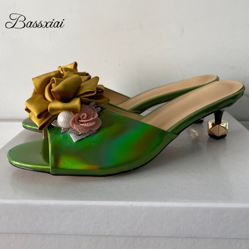 Crystal Decor Handmade Flower  - Women'S Shoes Kitten Heels reseña y precio