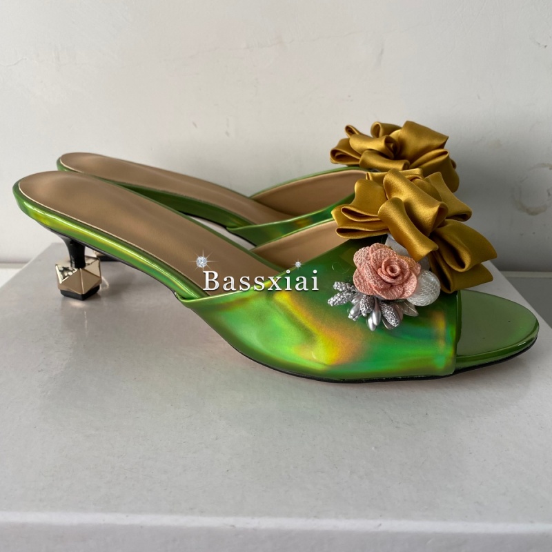 Crystal Decor Handmade Flower  - Women'S Shoes Kitten Heels reseña y precio