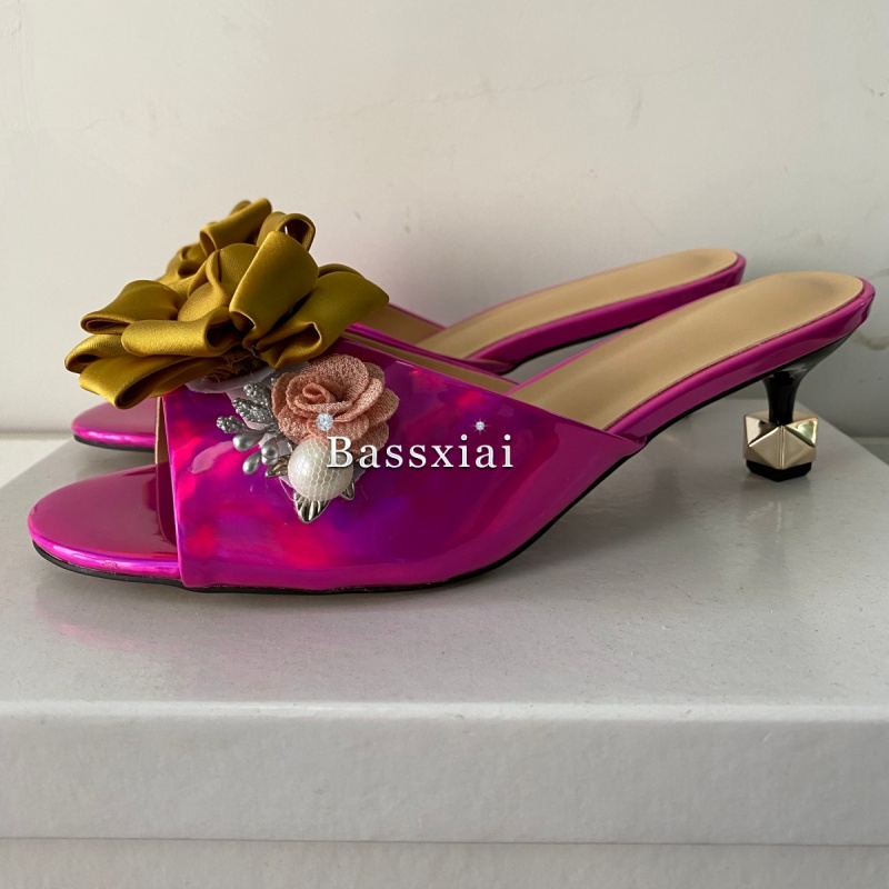 Crystal Decor Handmade Flower  - Women'S Shoes Kitten Heels reseña y precio