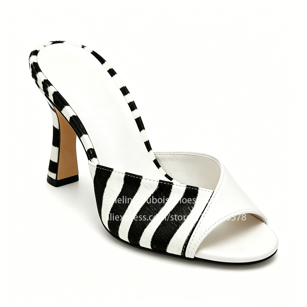 Zebra Print Peep Toe Mid Heel  - Women'S Shoes Kitten Heels reseña y precio