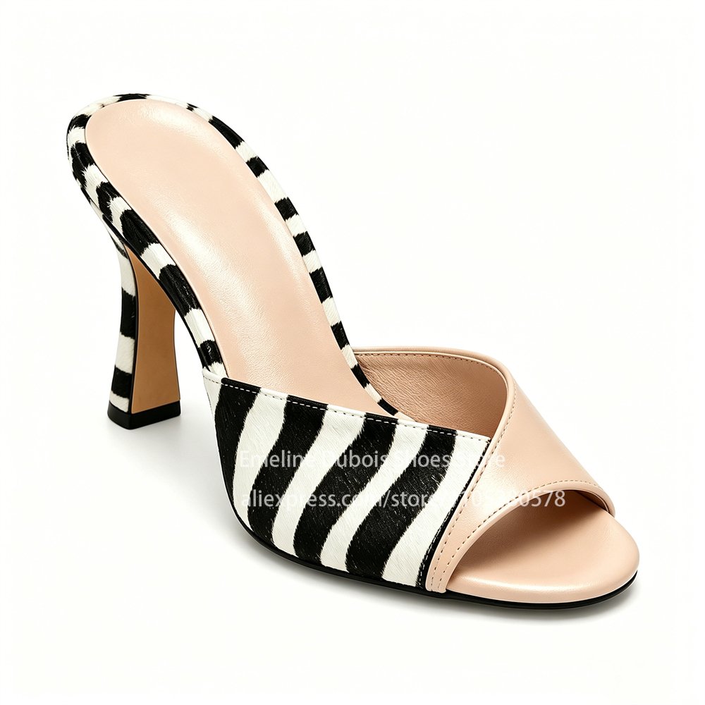 Zebra Print Peep Toe Mid Heel  - Women'S Shoes Kitten Heels reseña y precio