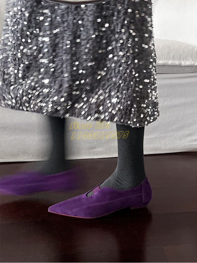 Purple Suede Pointy Toe Pumps  - Pointed Toe Flat reseña y precio