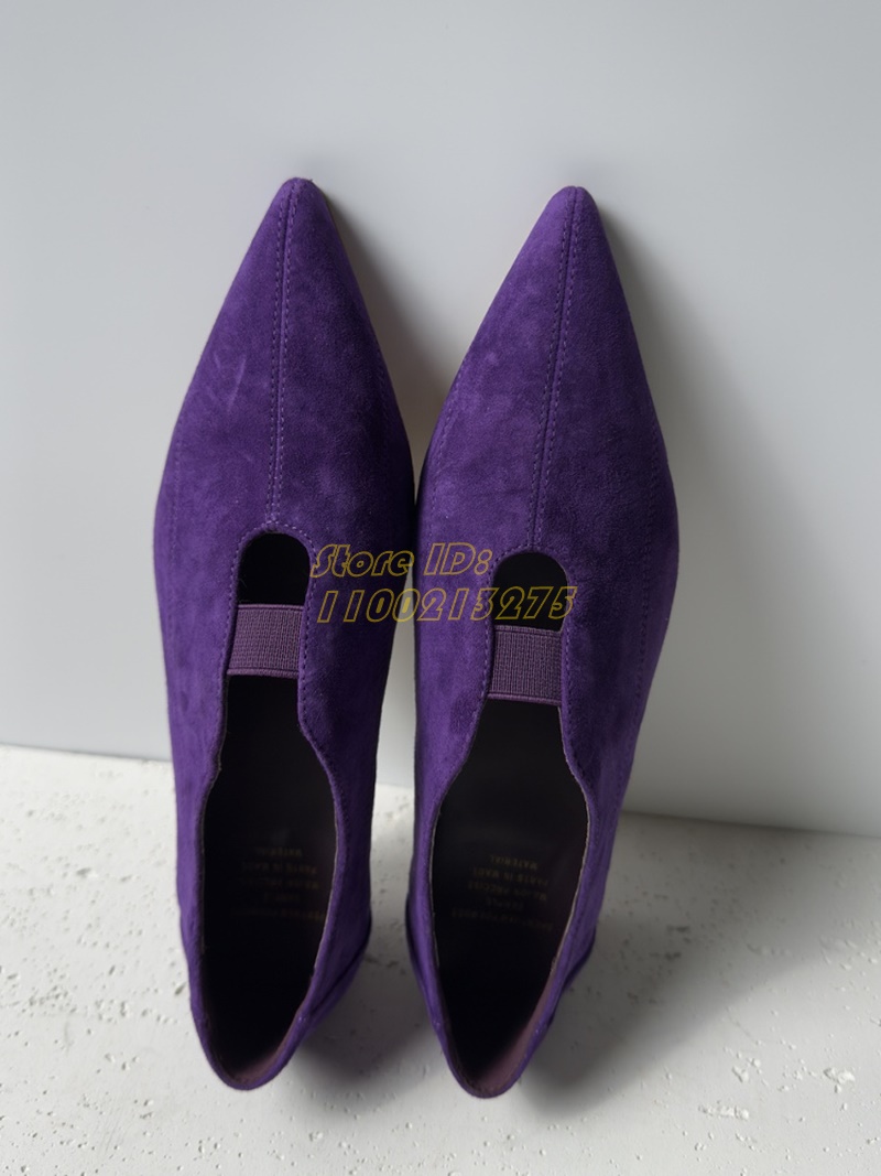 Purple Suede Pointy Toe Pumps  - Pointed Toe Flat reseña y precio