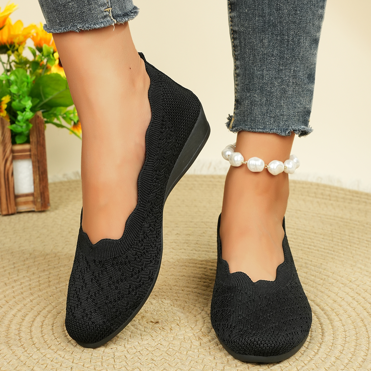 Women's Breathable Knit Flats  - Women Shoes For Walking reseña y precio