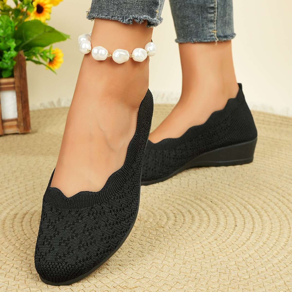 Women's Breathable Knit Flats  - Women Shoes For Walking reseña y precio