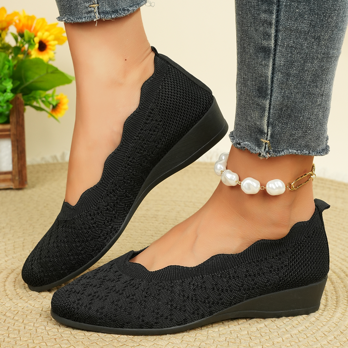 Women's Breathable Knit Flats  - Women Shoes For Walking reseña y precio