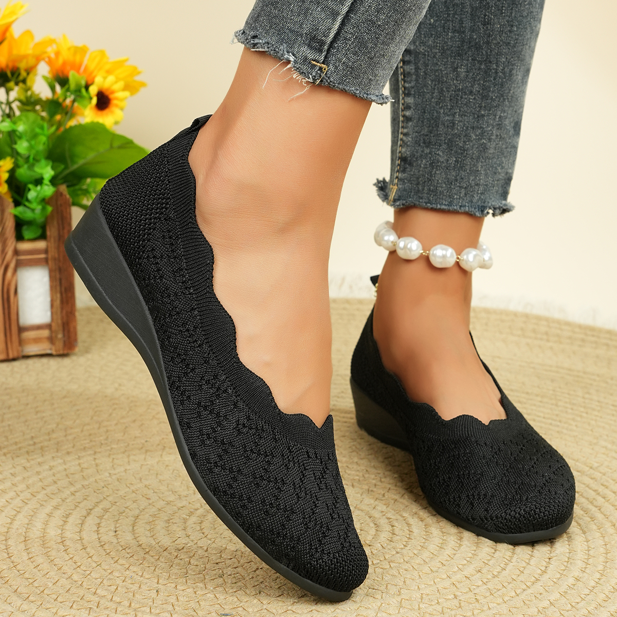 Women's Breathable Knit Flats  - Women Shoes For Walking reseña y precio