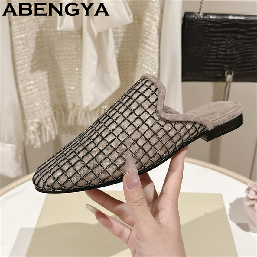 Shiny Lace Mesh Round Toe Flat - Women Shoes For Walking reseña y precio