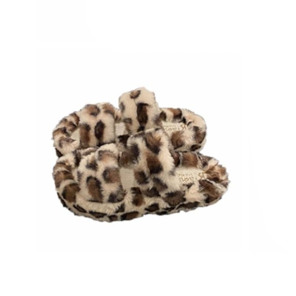 Cute Thick Sole Leopard Print  - Fluffy Fur Slipper reseña y precio