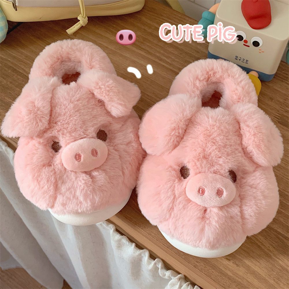Feerldi Pink fluffy pig slippe - Women Shoes On Sale reseña y precio