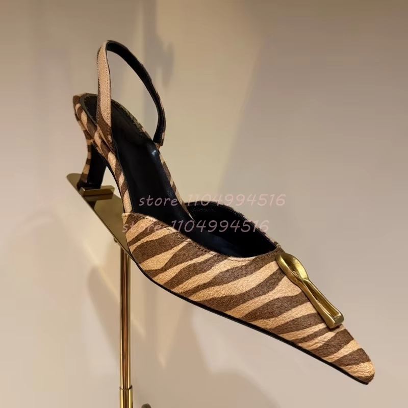 Metal Buckle Striped Pointed K - Women'S Shoes Kitten Heels reseña y precio