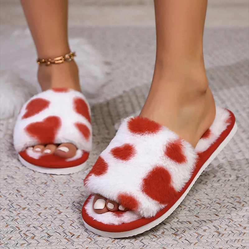 Warm Fluffy Fur Heart Pattern  - Fluffy Fur Slipper reseña y precio