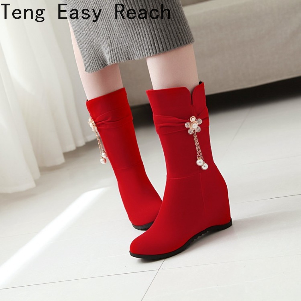 Ladies Fashion Red Faux Suede  - Women'S Shoes Size 40 In Us reseña y precio