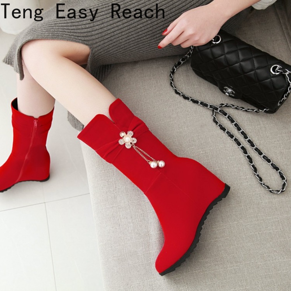 Ladies Fashion Red Faux Suede  - Women'S Shoes Size 40 In Us reseña y precio