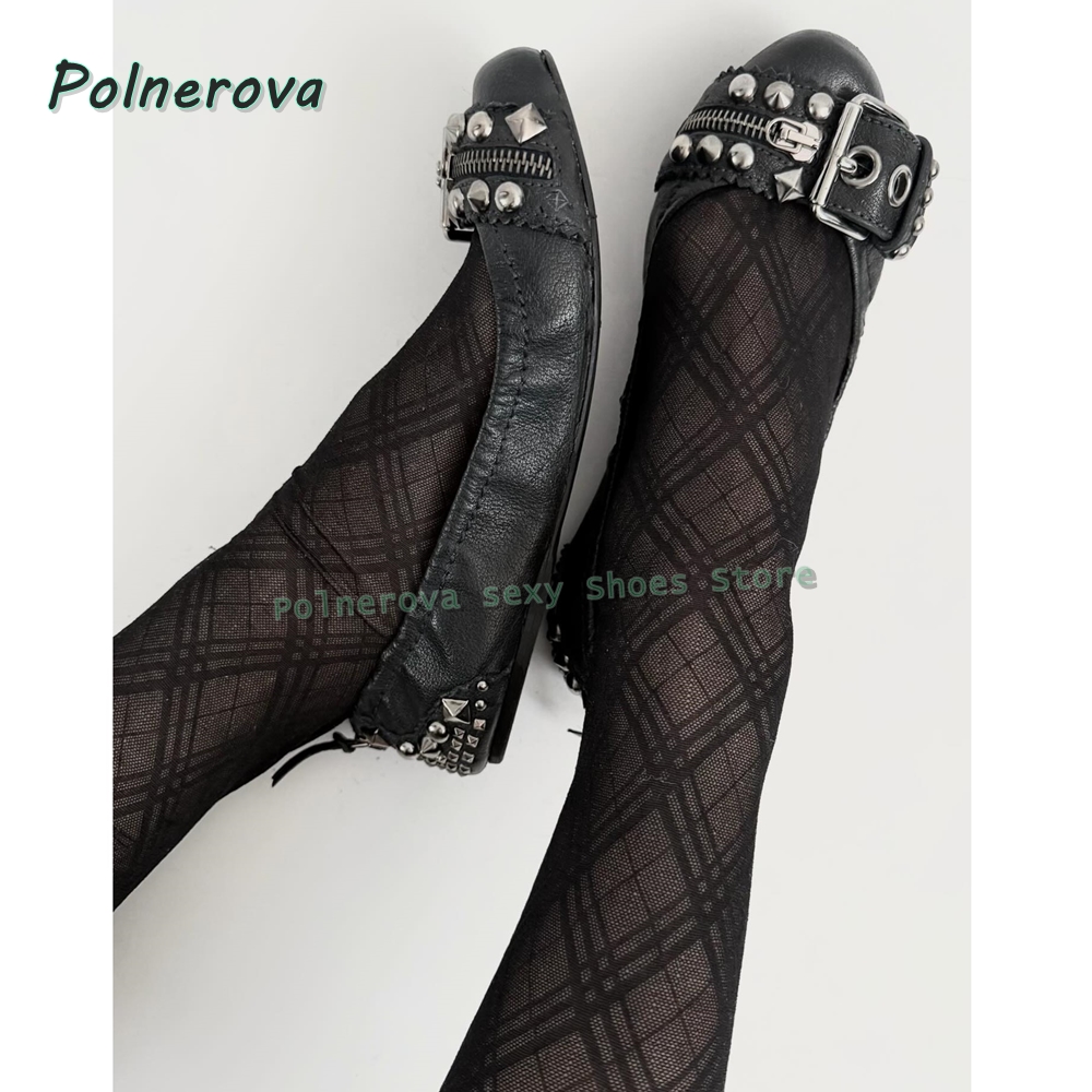 Rivet Belt Buckle Mary Jane Sh - Pointed Toe Flat reseña y precio