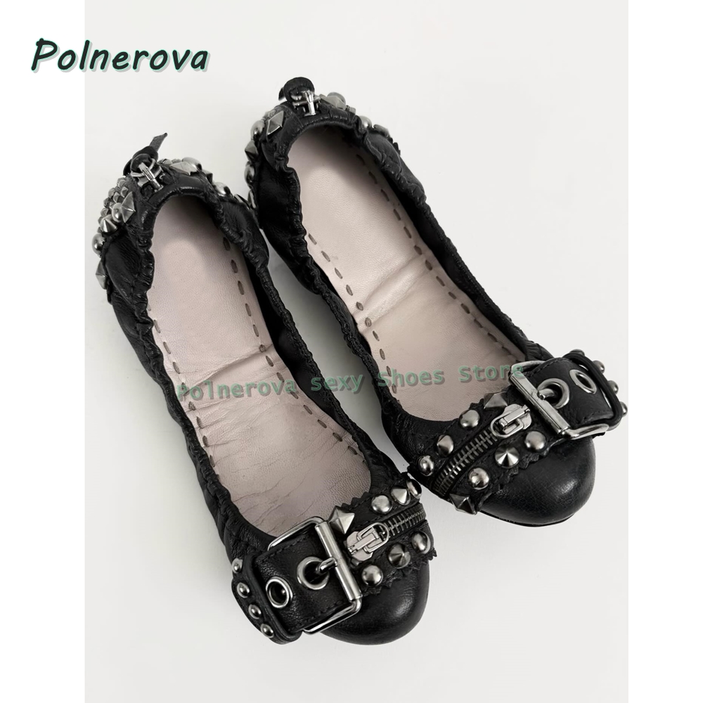 Rivet Belt Buckle Mary Jane Sh - Pointed Toe Flat reseña y precio