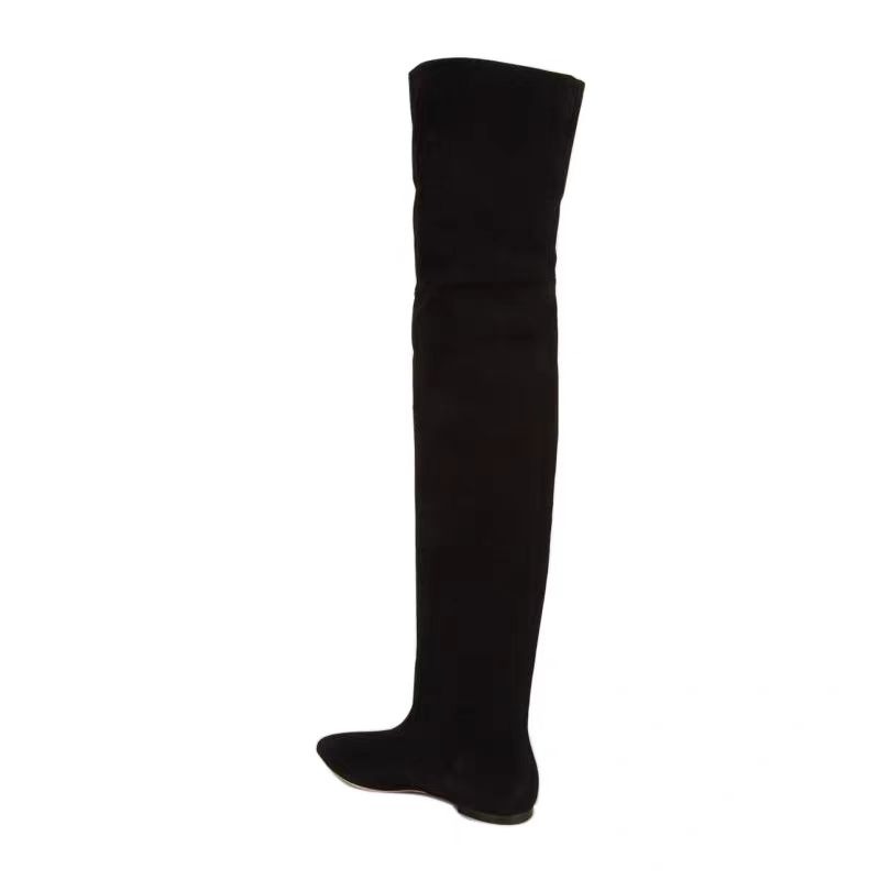 Black Suede Flat Over The Knee - Pointed Toe Flat reseña y precio