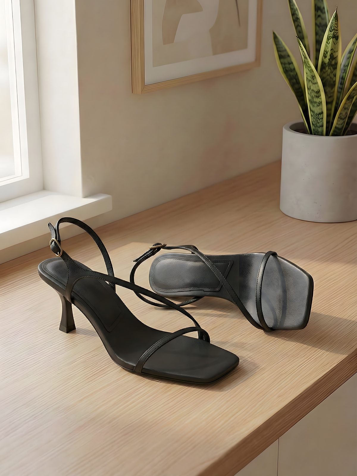 Elegant Genuine Leather Strapp - Women'S Shoes Kitten Heels reseña y precio