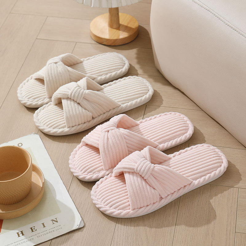 Corduroy Cross Strap Home Slip - Women Shoes On Sale reseña y precio