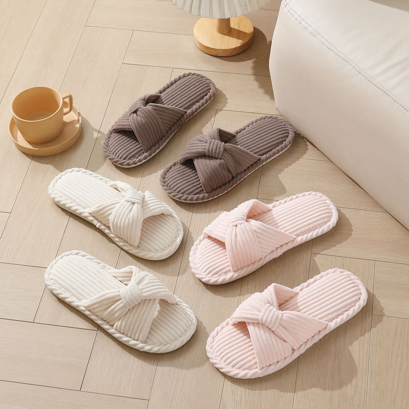 Corduroy Cross Strap Home Slip - Women Shoes On Sale reseña y precio