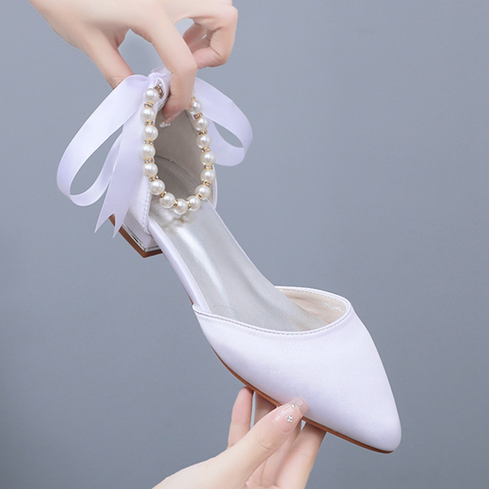 Wedding Shoes Bride Flat Heel  - Pointed Toe Flat reseña y precio