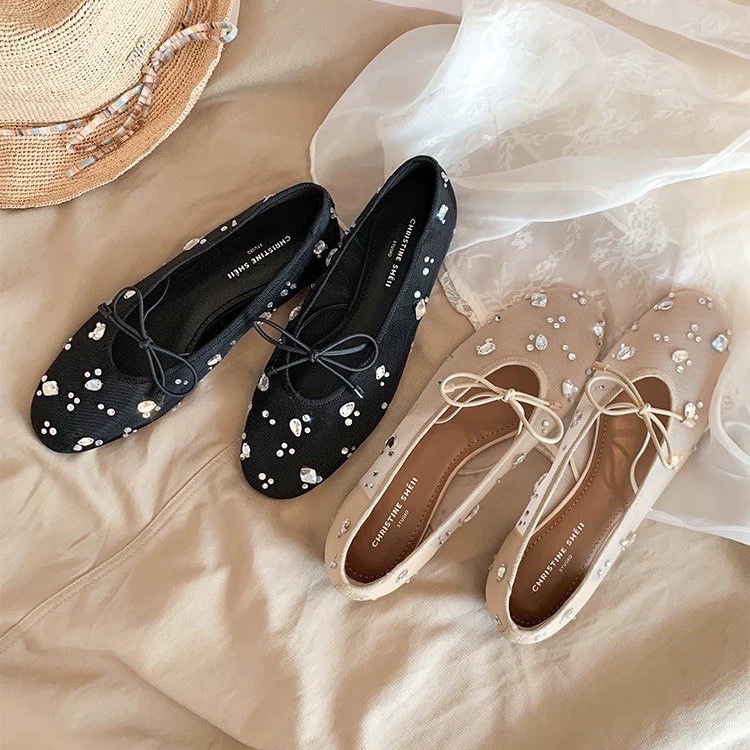 Mesh Rhinestone Bow Flat Mary  - Women'S Shoes Everyday reseña y precio