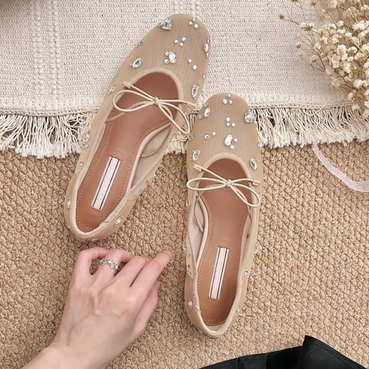 Mesh Rhinestone Bow Flat Mary  - Women'S Shoes Everyday reseña y precio